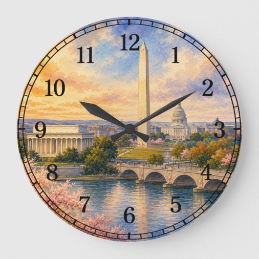 Washington D.C. Wall Clock — Landmark Design Grote Klok (Voorkant)