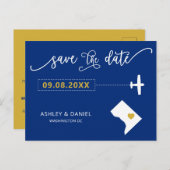 Washington D.C. Wedding Save the Date Map Briefkaa Briefkaart (Voorkant / Achterkant)