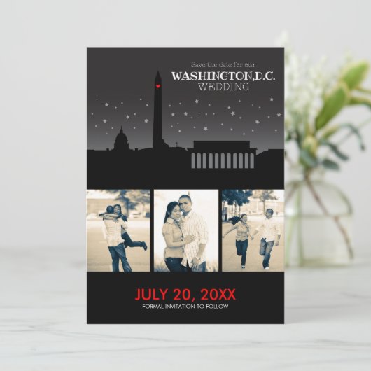 Washington D.C. Wedding Save-the-date Save The Date (Staand voorkant)