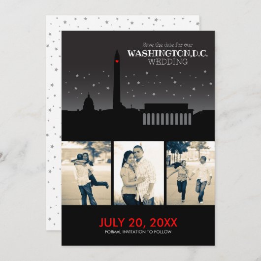 Washington D.C. Wedding Save-the-date Save The Date (Voorkant / Achterkant)