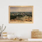 Washington DC 1852 Antiek panoramische kaart Poster (Keuken)