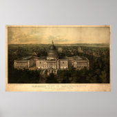 Washington DC 1857 Antiek Panorama Poster (Voorkant)