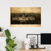 Washington DC 1857 Antiek Panorama Poster (Thuiskantoor)