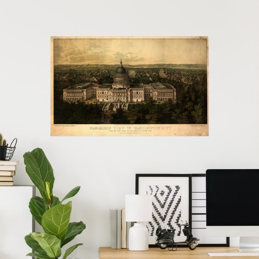 Washington DC 1857 Antiek Panorama Poster (Thuiskantoor)