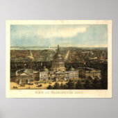 Washington DC 1871 Antiek panoramische kaart Poster (Voorkant)
