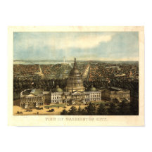 Washington DC 1871 Antiek panoramische kaart