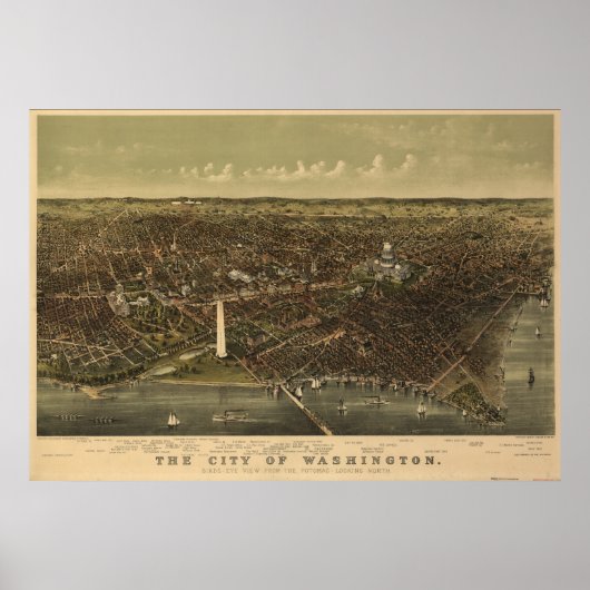 Washington DC 1892 Antiek Panorama Poster (Voorkant)