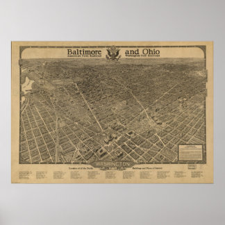 Washington DC 1923 Antiek Panorama Poster