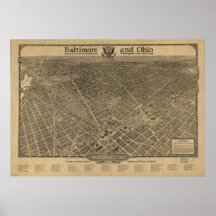 Washington DC 1923 Antiek Panorama Poster