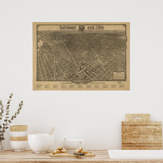 Washington DC 1923 Antiek Panorama Poster (Keuken)
