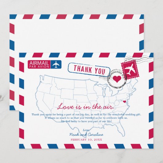 Washington DC Airmail Wedding Bedankt (Voorkant / Achterkant)