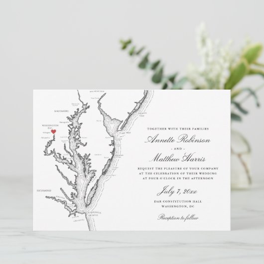 Washington DC all-in-one QR-code RSVP Bruiloft Kaart (Staand voorkant)