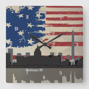 Washington DC American Cities City Scape Wall Cloc Vierkante Klok