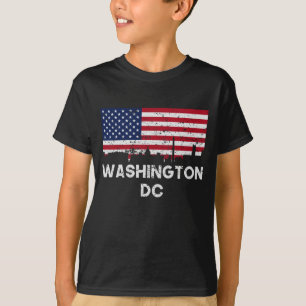 Washington DC American Flag Skyline Distress T-shirt