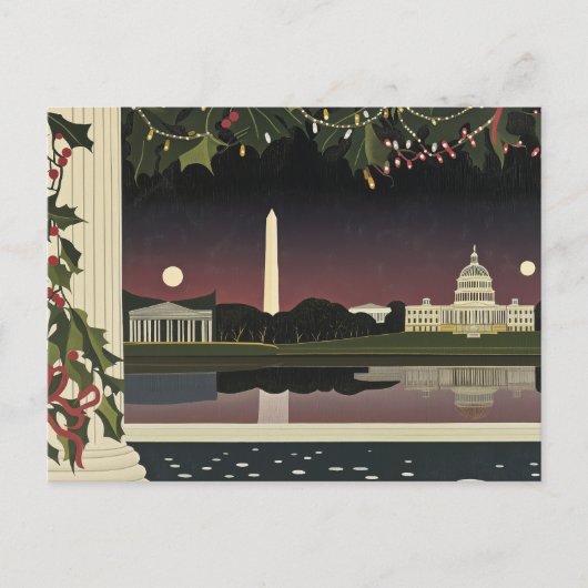 Washington DC Art Deco Stijlkaart Cityscape Briefkaart (Voorkant)