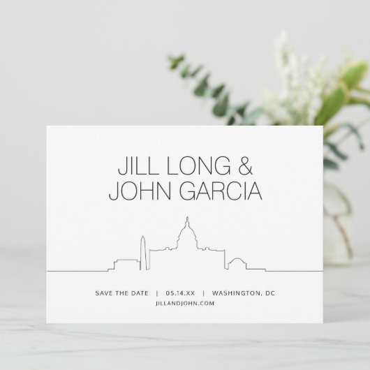 Washington DC Bewaar de datum Kaart (Staand voorkant)