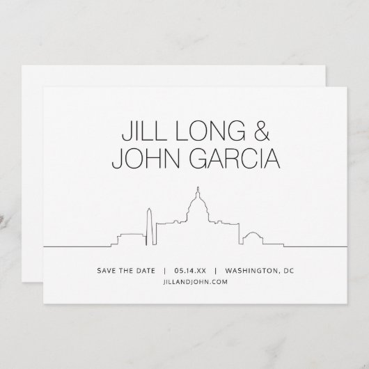 Washington DC Bewaar de datum Kaart (Voorkant / Achterkant)