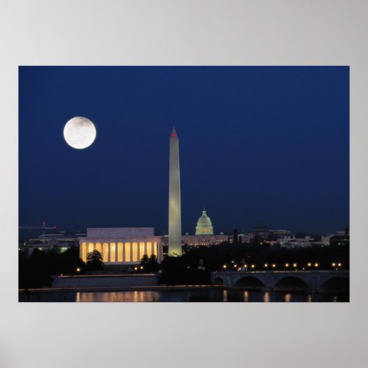 Washington DC bij nacht Poster (Voorkant)