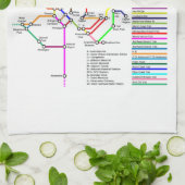 Washington DC Bike Map 16x24 Cotton Kitchen Towel Theedoek (Gevouwen)