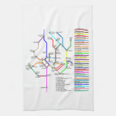 Washington DC Bike Map 16x24 Cotton Kitchen Towel Theedoek (Verticaal)