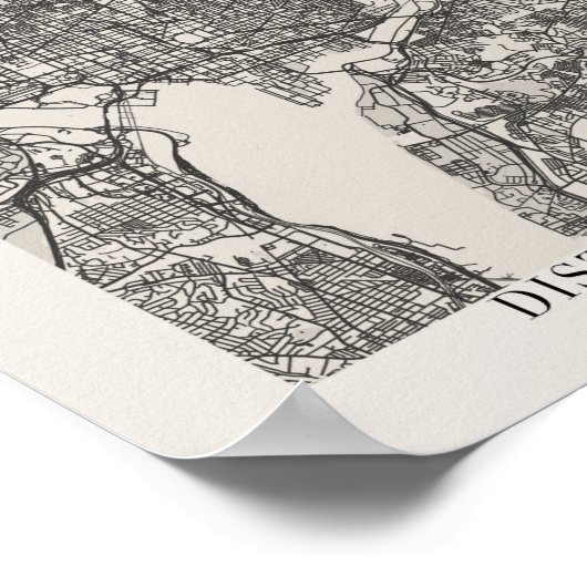 Washington DC Boho Arch Beige Street Map Poster (Hoek)