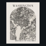 Washington DC Boho Arch Beige Street Map Poster<br><div class="desc">Washington DC Boho Minimale Arch Full Beige Color Street Map</div>