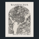 Washington DC Boho Arch Beige Street Map Poster<br><div class="desc">Washington DC Boho Minimale Arch Full Beige Color Street Map</div>