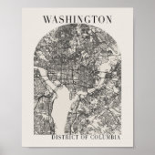 Washington DC Boho Arch Beige Street Map Poster (Voorkant)