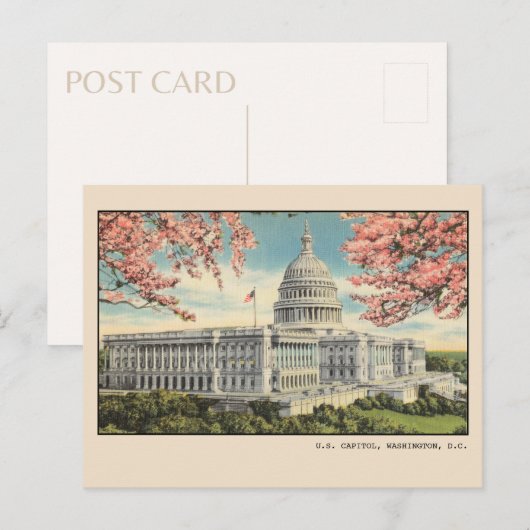 Washington DC Briefkaart US Capitol Cherry Blossom (Voorkant / Achterkant)