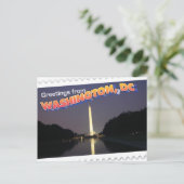 Washington DC briefkaart Washington Monument (Staand voorkant)
