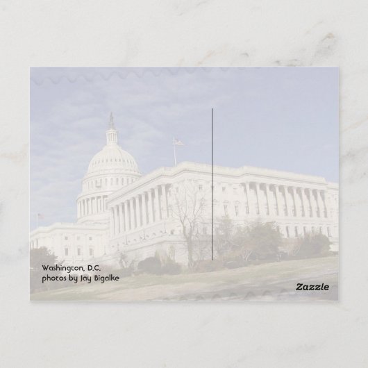 Washington DC briefkaart Washington Monument (Achterkant)