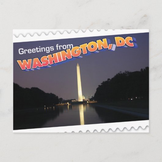 Washington DC briefkaart Washington Monument (Voorkant)