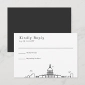 Washington DC bruiloft | Gestileerde Skyline RSVP Kaartje (Voorkant / Achterkant)
