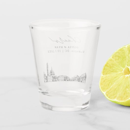 Washington DC bruiloft gunst gepersonaliseerde pro Shot Glas (Achterkant)