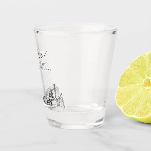 Washington DC bruiloft gunst gepersonaliseerde pro Shot Glas (Rechts)