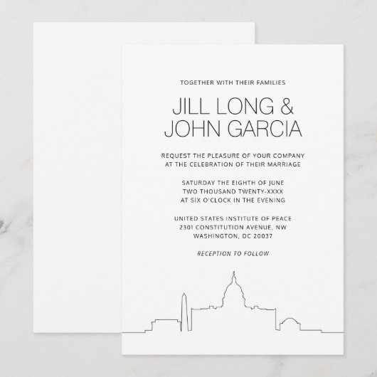 Washington DC bruiloft Kaart (Voorkant / Achterkant)