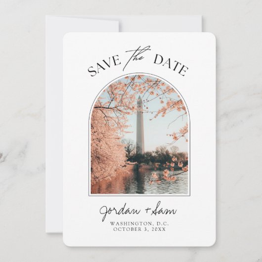 Washington DC Bruiloft Kersenbloesem Save the Date Kaart (Voorkant)