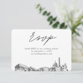 Washington DC Bruiloft Minimalistische Schets RSVP Informatiekaartje (Staand voorkant)