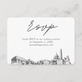 Washington DC Bruiloft Minimalistische Schets RSVP Informatiekaartje (Voorkant)