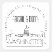 Washington DC bruiloft Pre-Addressed Envelope Seal Vierkante Sticker (Voorkant)