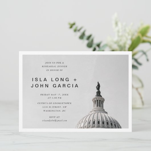 Washington DC bruiloft repetitie diner Kaart (Staand voorkant)