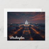 Washington DC Capitol Building Night Briefkaart (Voorkant / Achterkant)