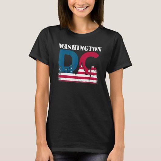 Washington DC Capitol Hill American Flag Usa Pride T-shirt (Voorkant)