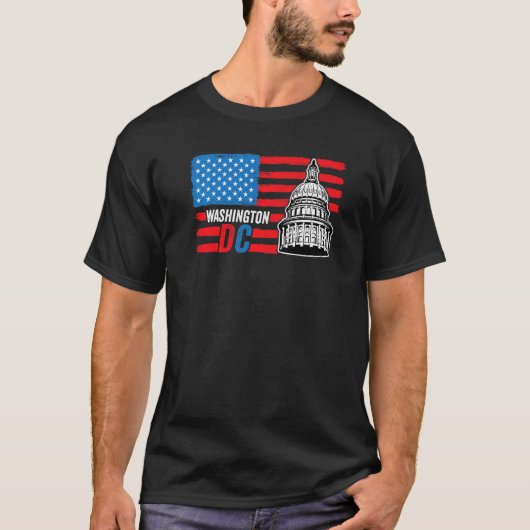 Washington DC Capitol Hill American Flag Usa Pride T-shirt (Voorkant)