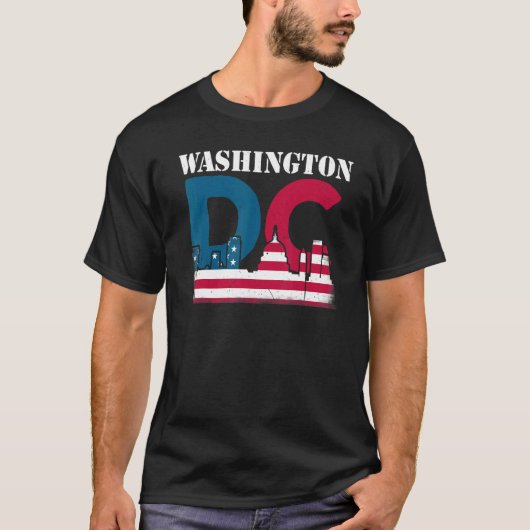 Washington DC Capitol Hill American Flag Usa Pride T-shirt (Voorkant)