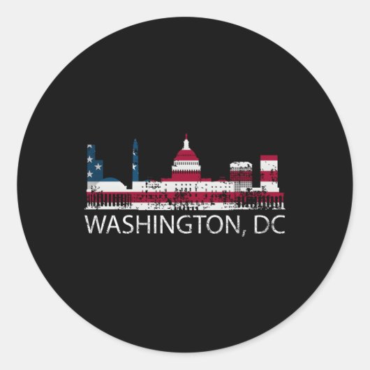 Washington DC Capitol Hill, Amerikaanse vlag Ronde Sticker (Voorkant)