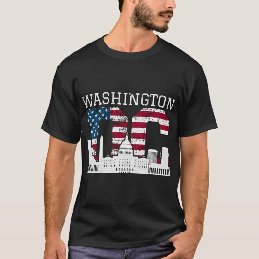 Washington DC Capitol Hill, Amerikaanse vlag T-shirt (Voorkant)