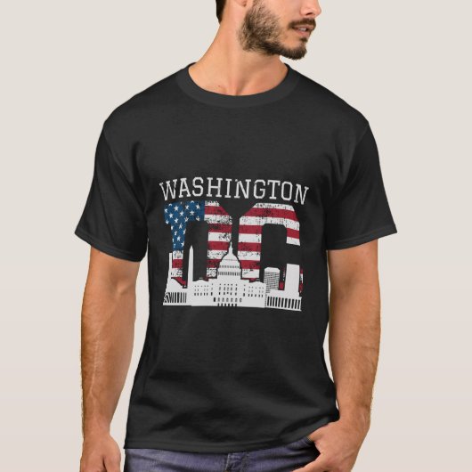 Washington DC Capitol Hill, Amerikaanse vlag T-shirt (Voorkant)