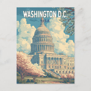 Washington DC Capitol Reis Kunst Vintage Briefkaart