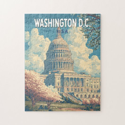 Washington DC Capitol Reis Kunst Vintage Legpuzzel (Verticaal)